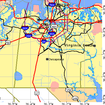 Chesapeake city close-up map
