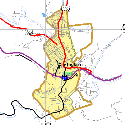 Covington city close-up map