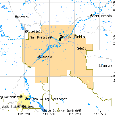 Cascade County close-up map