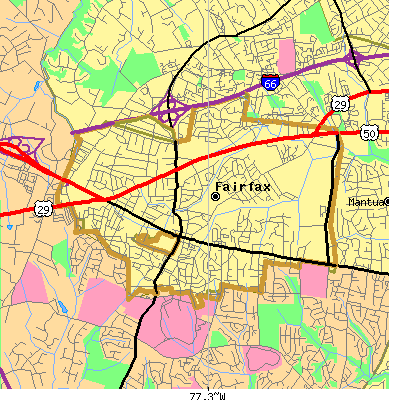 Fairfax city close-up map