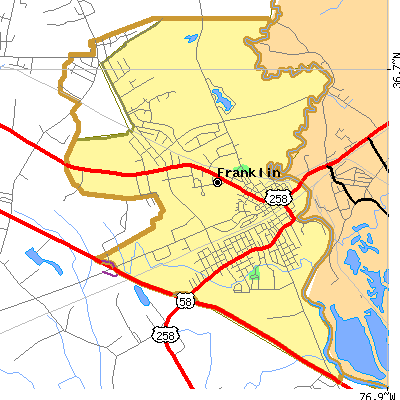 Franklin city close-up map