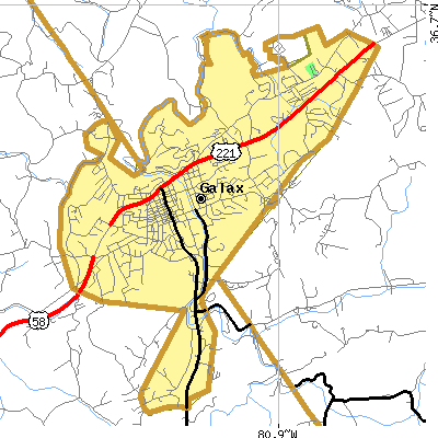 Galax city close-up map