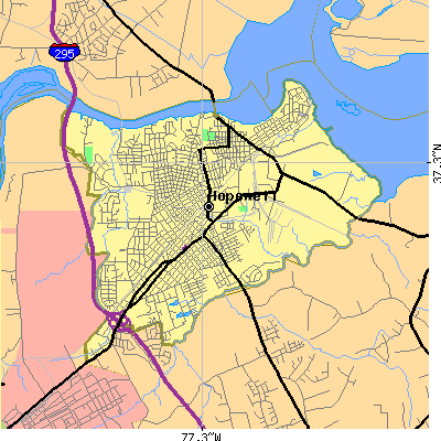 Hopewell city close-up map