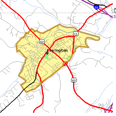 Lexington city close-up map