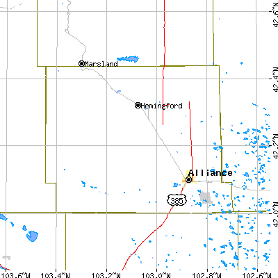 Box Butte County close-up map