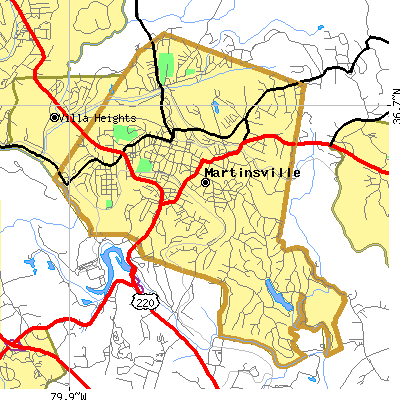 Martinsville city close-up map