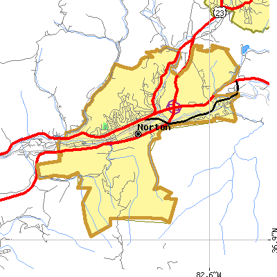 Norton city close-up map
