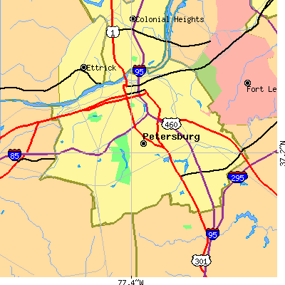 Petersburg city close-up map