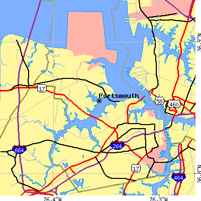 Portsmouth city close-up map