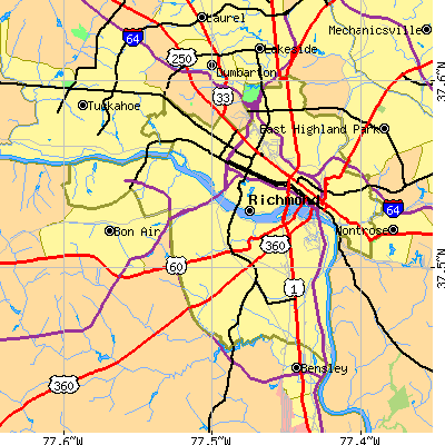 Richmond city close-up map