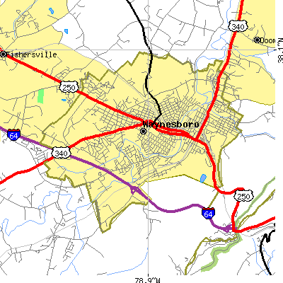 Waynesboro city close-up map