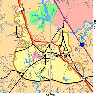 Williamsburg city close-up map