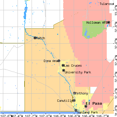 Dona Ana County close-up map