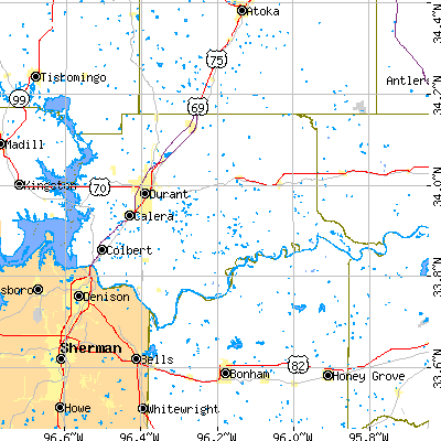 Bryan County close-up map