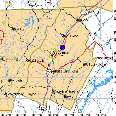 Blair County close-up map
