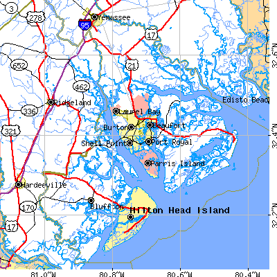 Beaufort County close-up map