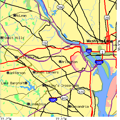 Arlington County close-up map
