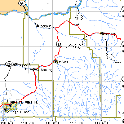 Columbia County close-up map