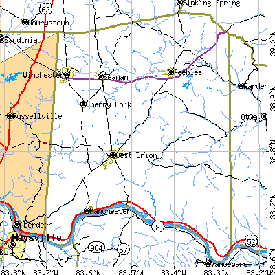 Adams County close-up map