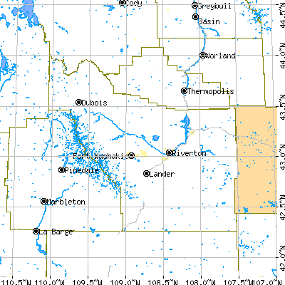 Fremont County close-up map