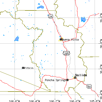 Chaffee County close-up map