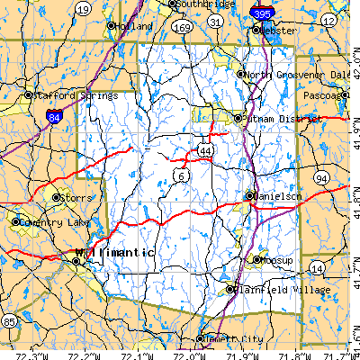 Windham County close-up map
