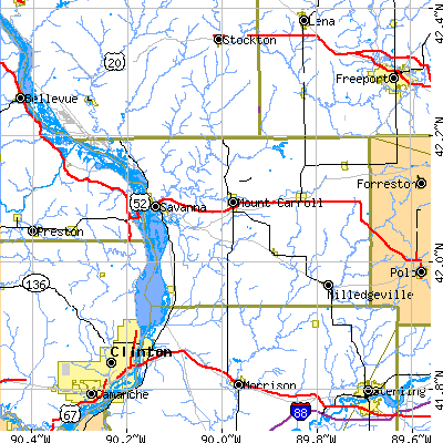 Carroll County close-up map