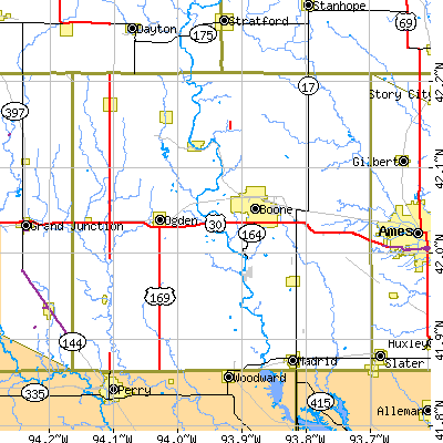 Boone County close-up map