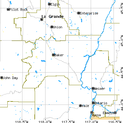 Baker County close-up map