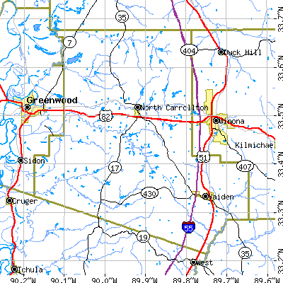 Carroll County close-up map