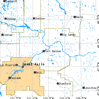 Chouteau County close-up map