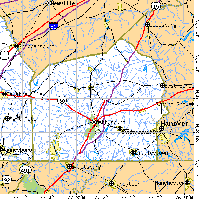 Adams County close-up map