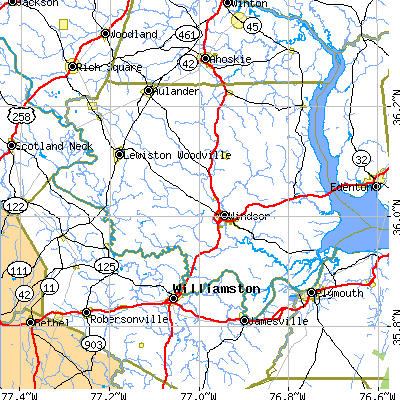 Bertie County close-up map
