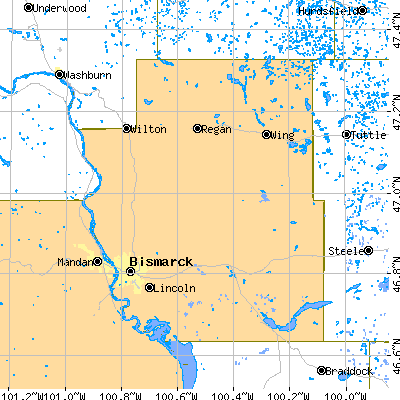 Burleigh County close-up map