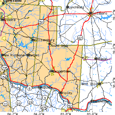Brown County close-up map