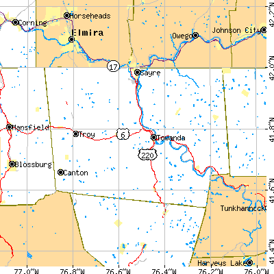 Bradford County close-up map
