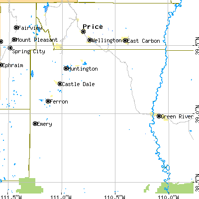 Emery County close-up map