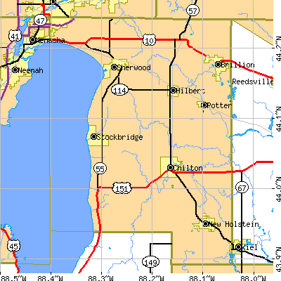 Calumet County close-up map