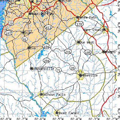 Abbeville County close-up map