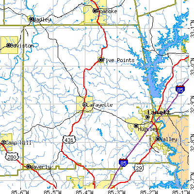 Chambers County close-up map