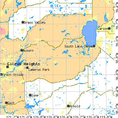 El Dorado County close-up map