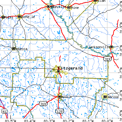 Ben Hill County close-up map