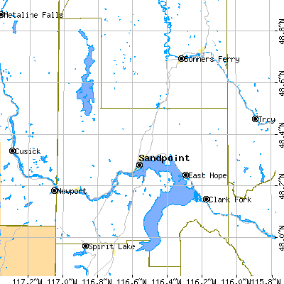 Bonner County close-up map
