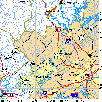 Anderson County close-up map