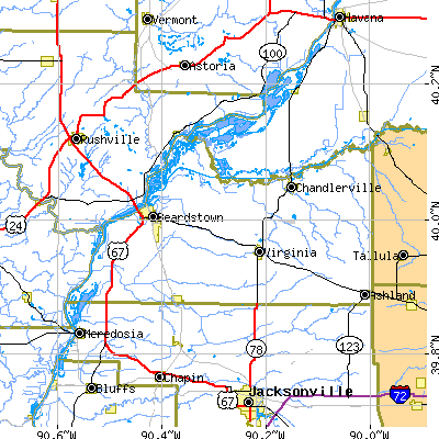 Cass County close-up map