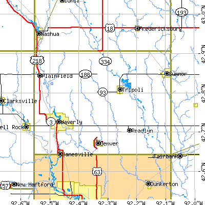 Bremer County close-up map