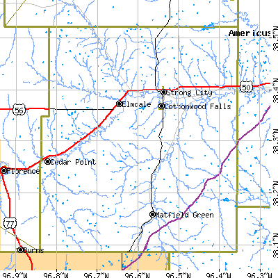 Chase County close-up map