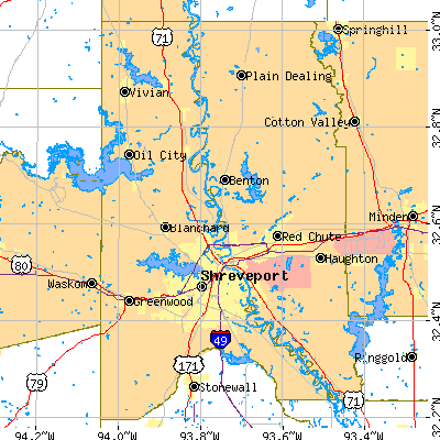 Caddo Parish close-up map