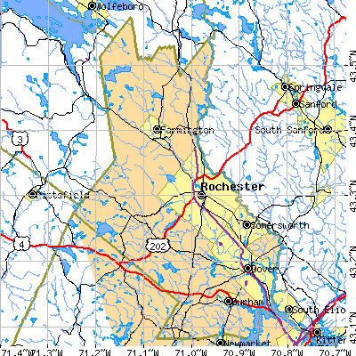 Strafford County close-up map