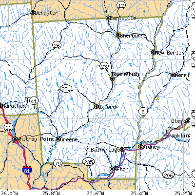 Chenango County close-up map